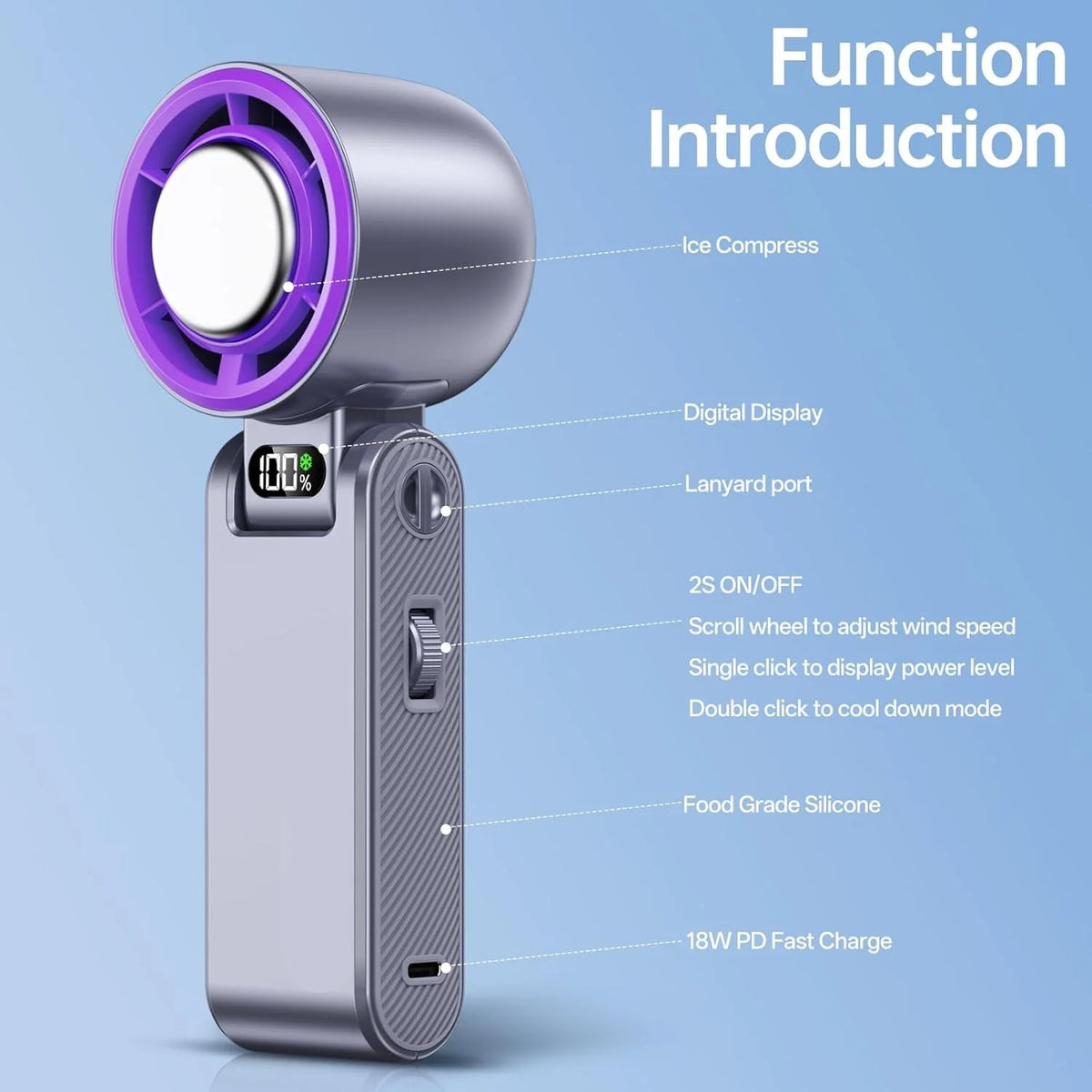 Portable Misting Fan Ice Cooling Plate 12 Hour Battery