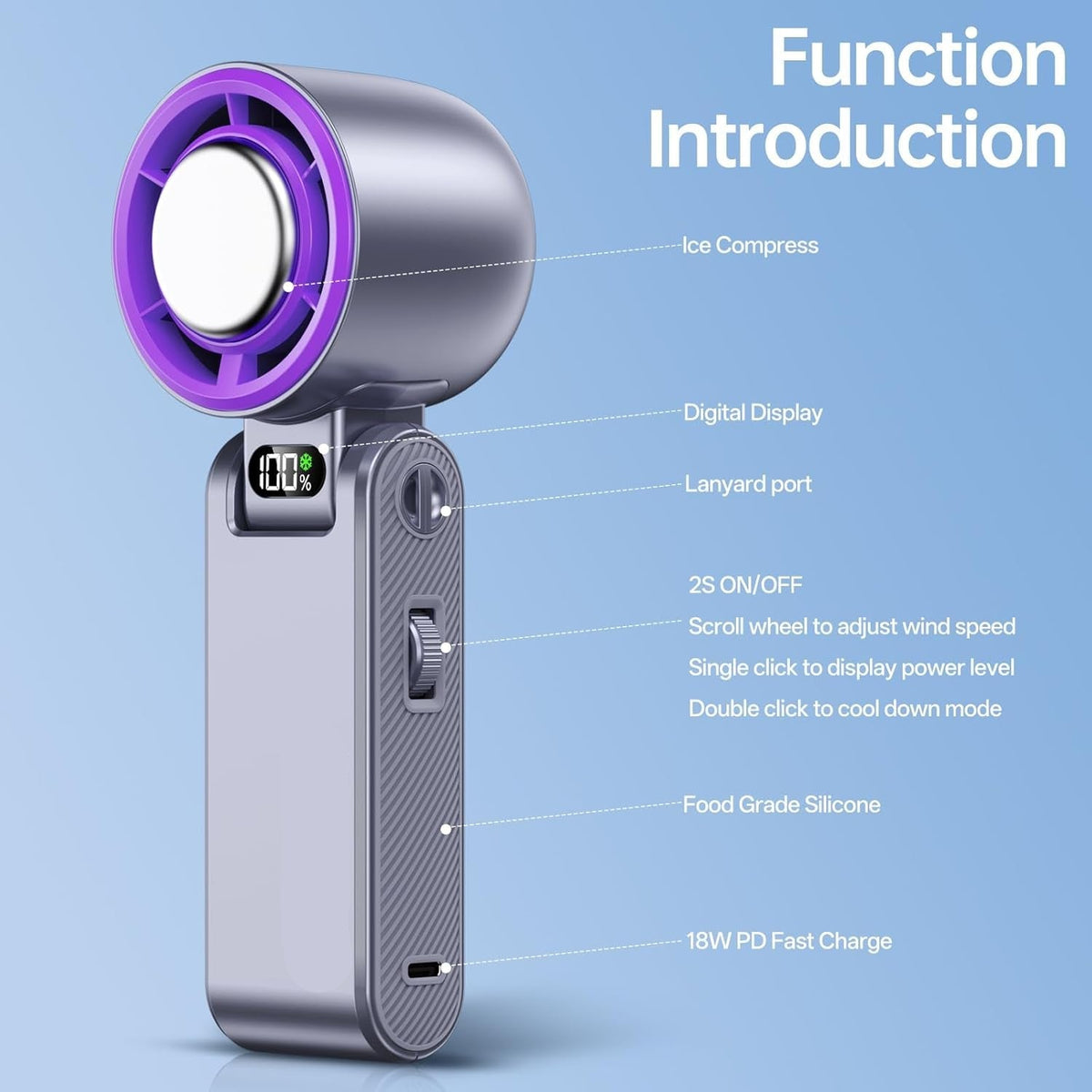 Portable Misting Fan Ice Cooling USB Rechargeable