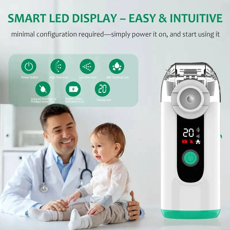 Portable Nebulizer Whisper-Quiet Mesh Mist USB Rechargeable 6-Hour Battery
