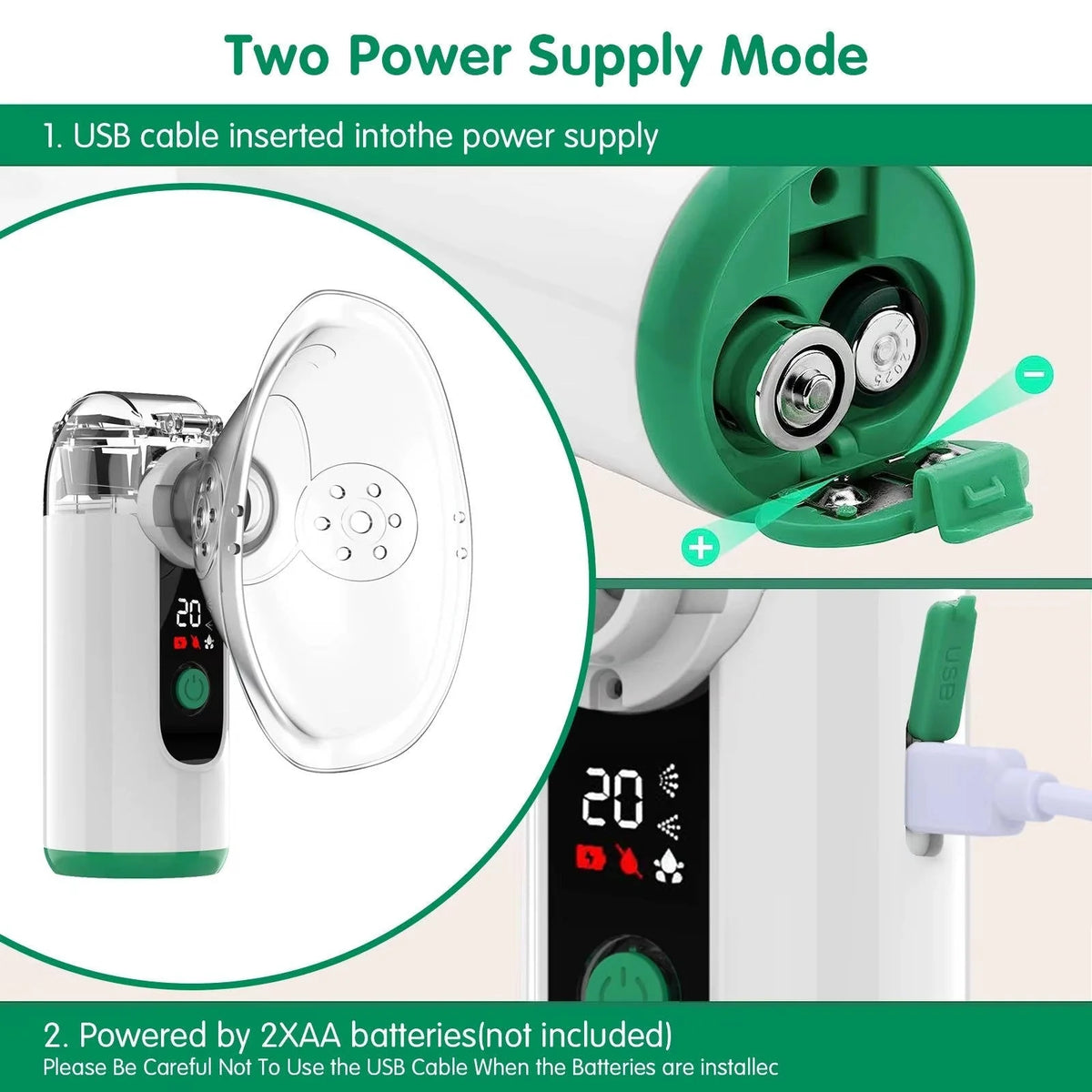 Portable Nebulizer Whisper-Quiet Mesh Mist USB Rechargeable 6-Hour Battery