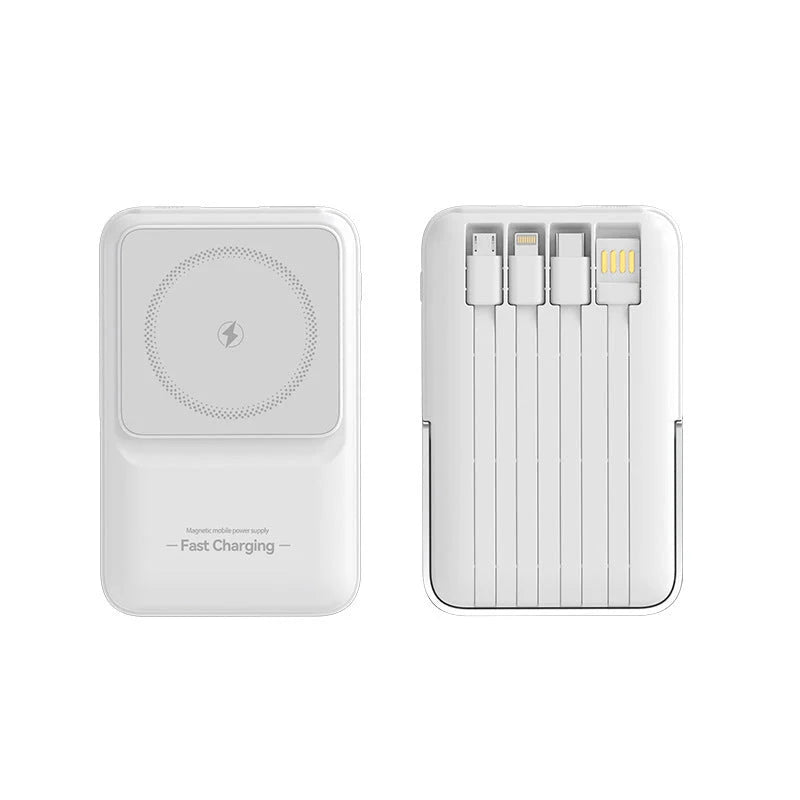 Portable Power Bank Magnetic Charging Built-In Cable