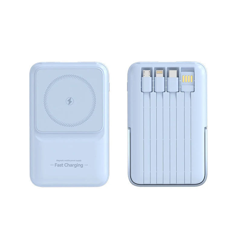 Portable Power Bank Magnetic Charging Built-In Cable