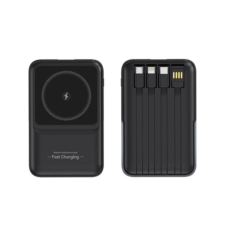 Portable Power Bank Magnetic Charging Built-In Cable