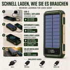 Portable Power Bank Solar Recharge Built-In Cables