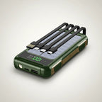 Portable Power Bank Solar Recharge Built-In Cables