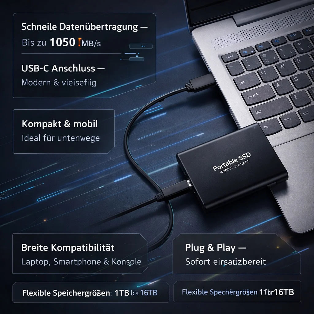Portable SSD 512 GB USB-C Up To 1050 MB/s