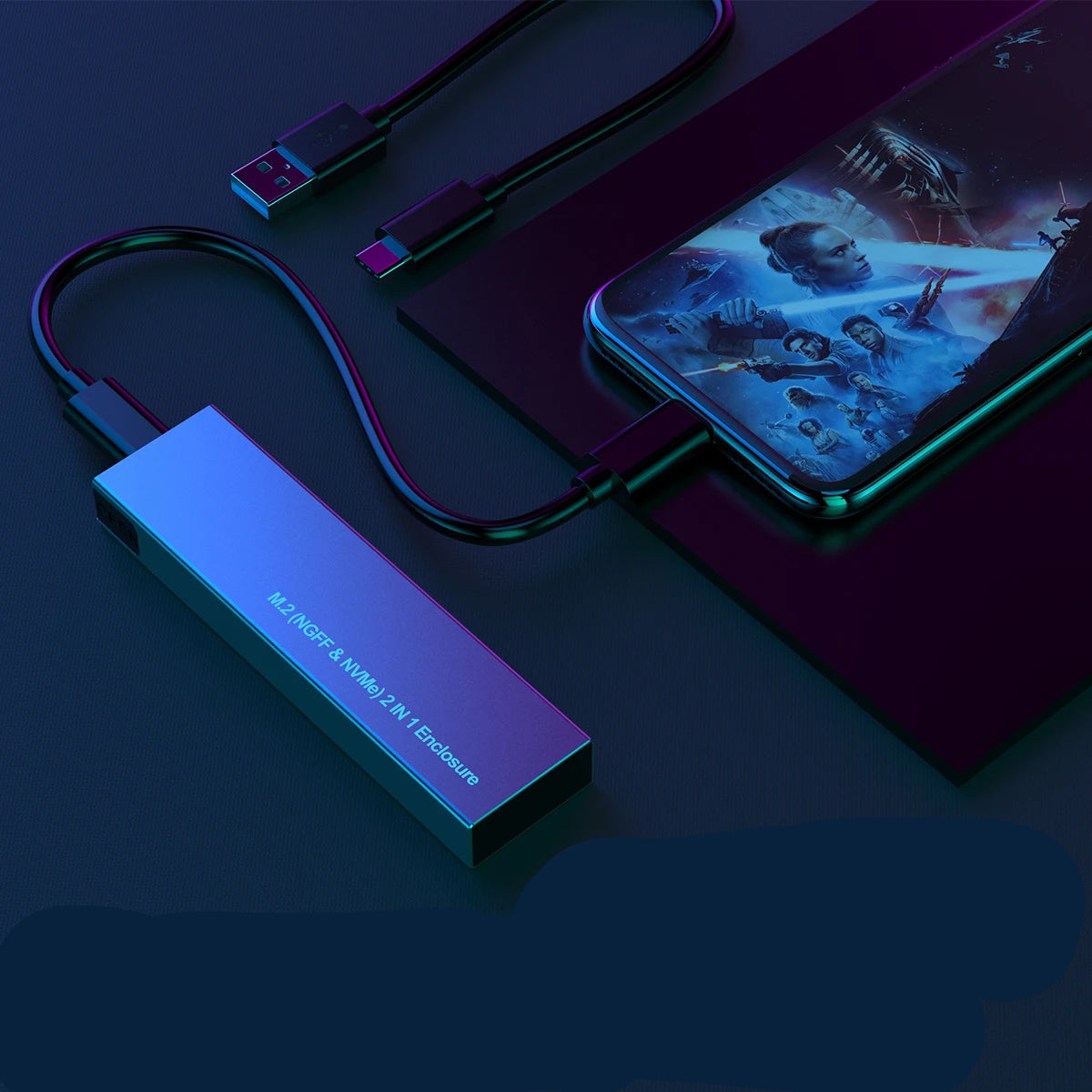 Portable SSD Enclosure USB-C 10Gbps NVMe & SATA