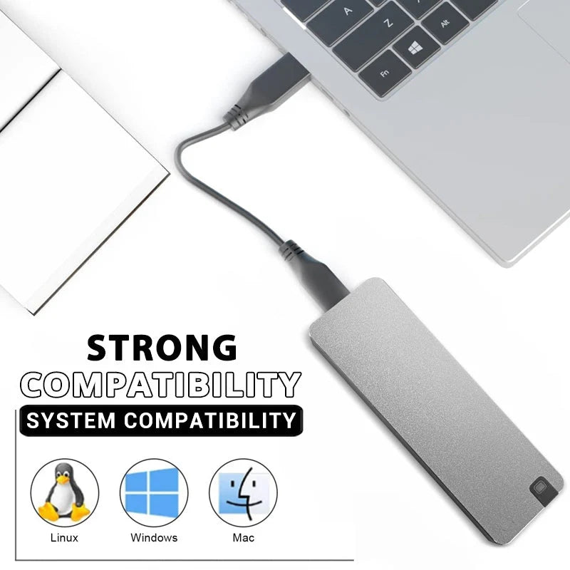 Portable SSD Shock-Resistant Aluminum Housing Up To 8TB