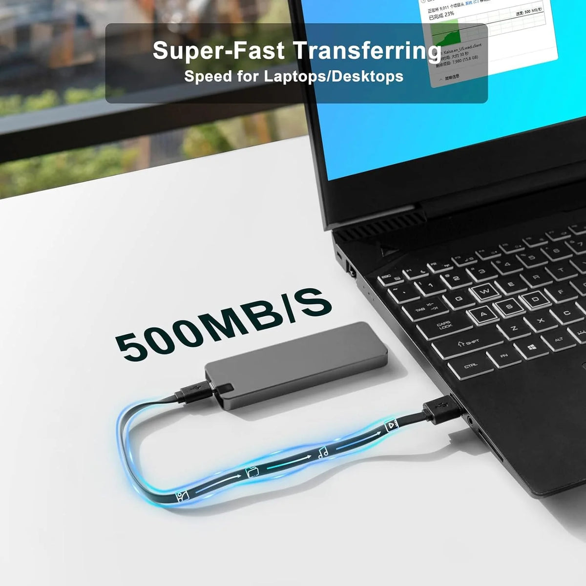 Portable SSD Shock-Resistant Aluminum Housing Up To 8TB