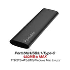 Portable SSD USB-C Ultra-Fast Aluminum Casing