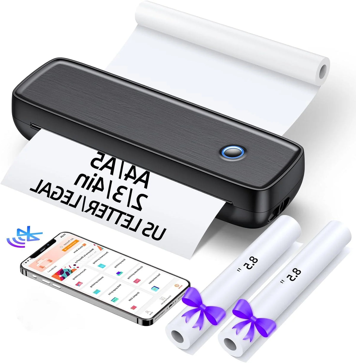 Portable Thermal Printer Battery-Powered Wireless Cartridge-Free
