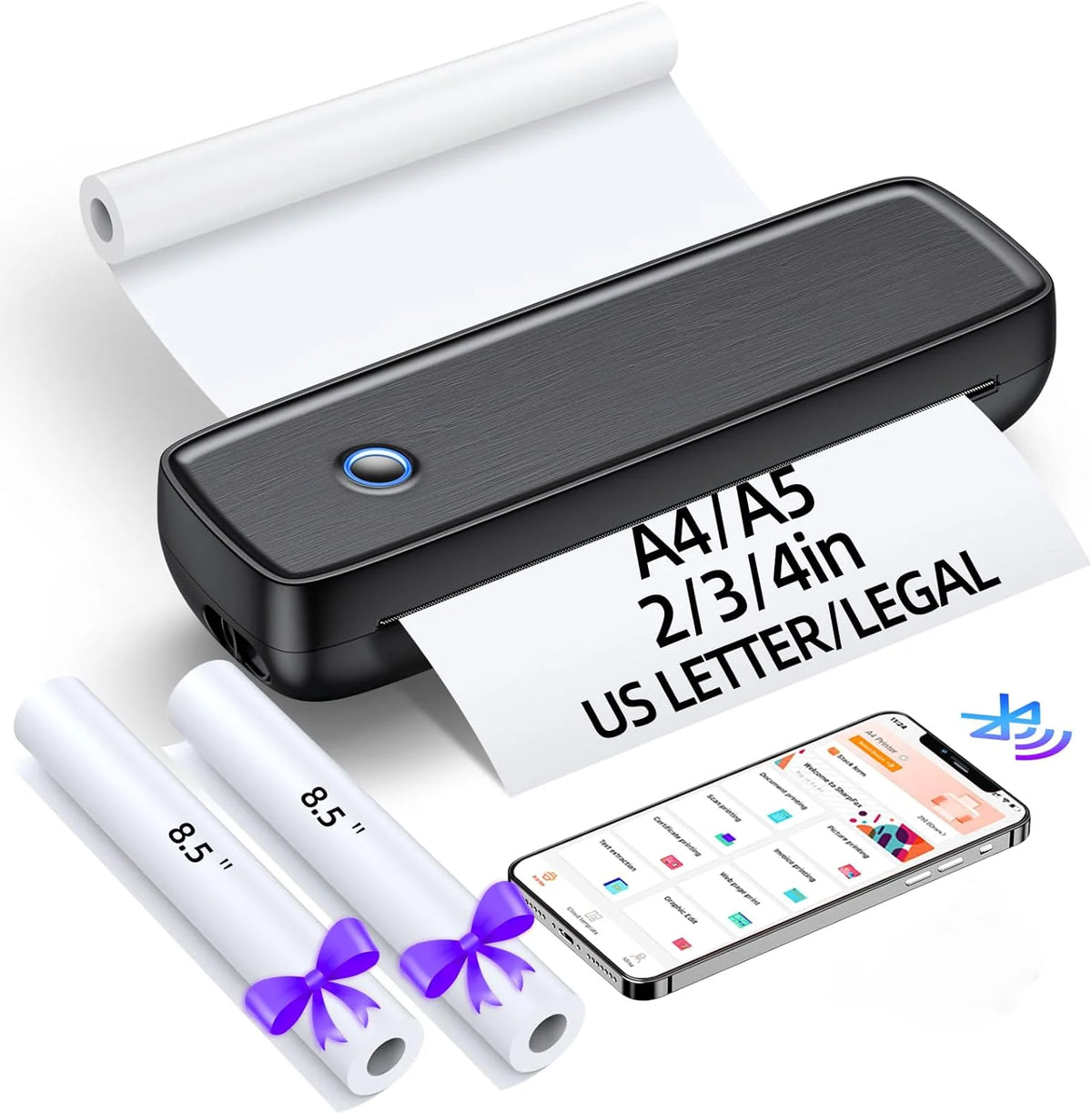 Portable Thermal Printer Battery-Powered Wireless Cartridge-Free