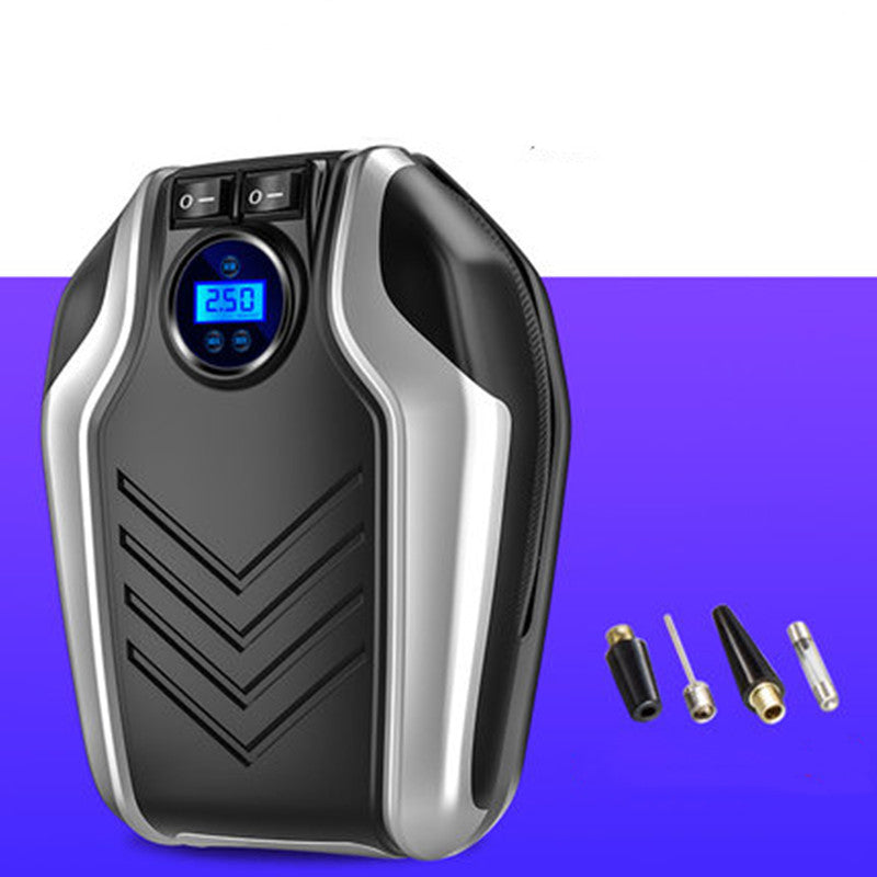 Portable Tire Inflator Auto Shut-Off LED Light 3 Adapters