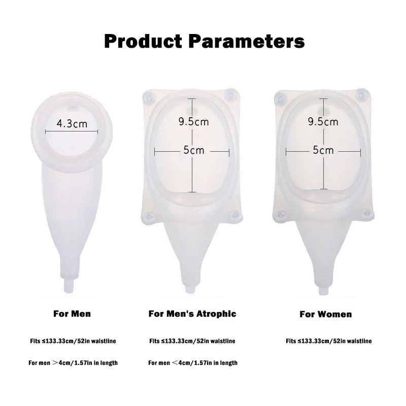 Portable Urinal Foldable Medical-Grade Silicone Adjustable Strap
