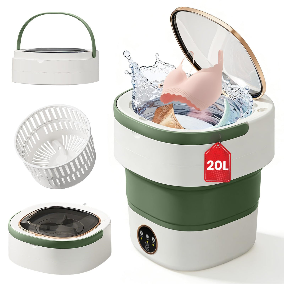 Portable Washer Foldable Lightweight 3 Timer Modes