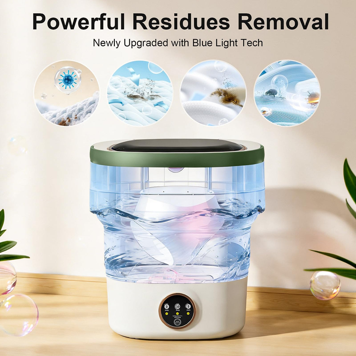 Portable Washer Foldable Lightweight 3 Timer Modes