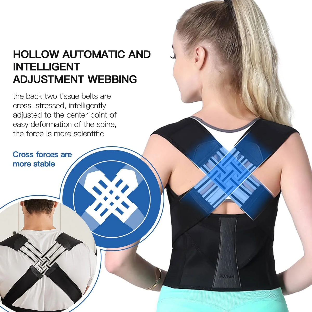 Posture Corrector Adjustable Breathable Back Support Padded Straps