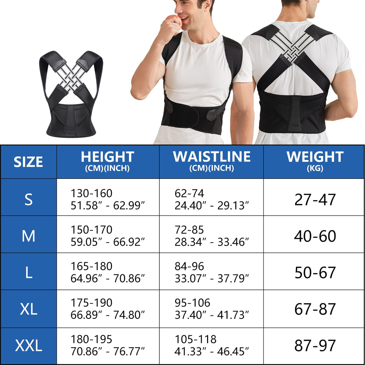 Posture Corrector Adjustable Support Straps Breathable Discreet