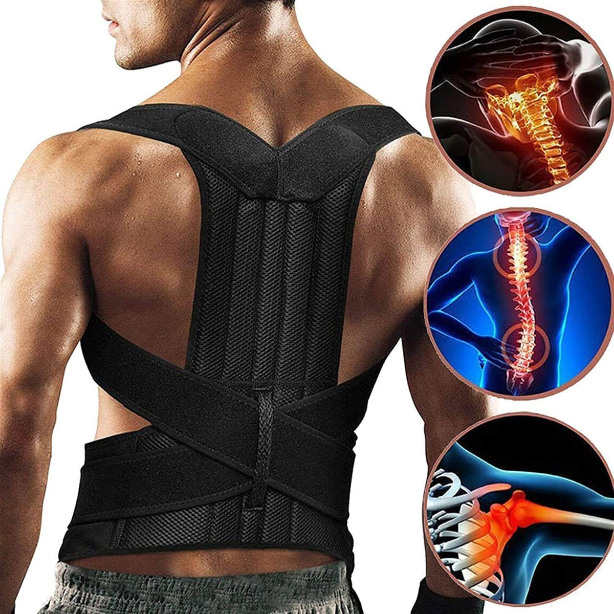 Posture Support Vest Y-Shaped Aluminum Reinforced Breathable Neoprene