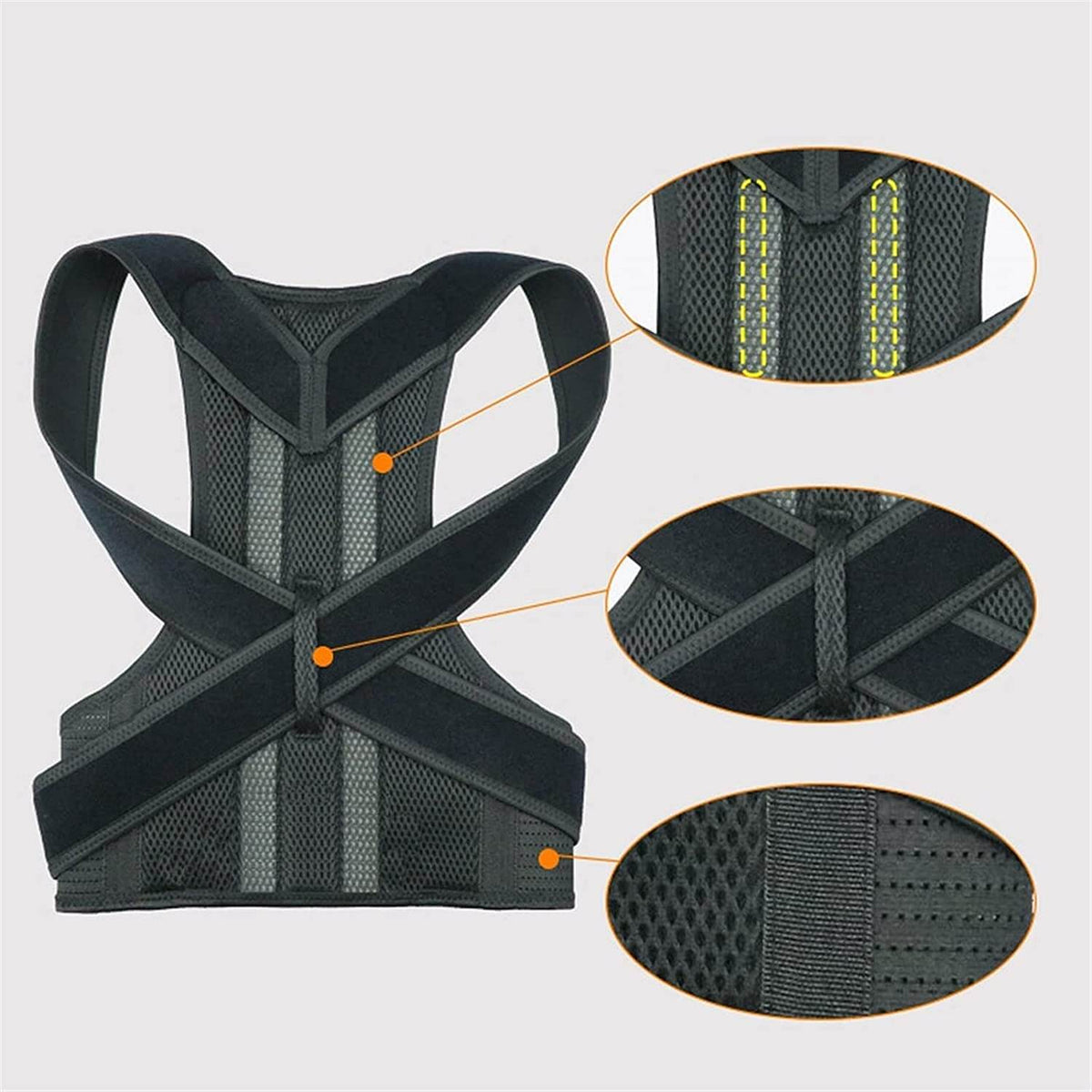 Posture Support Vest Y-Shaped Aluminum Reinforced Breathable Neoprene