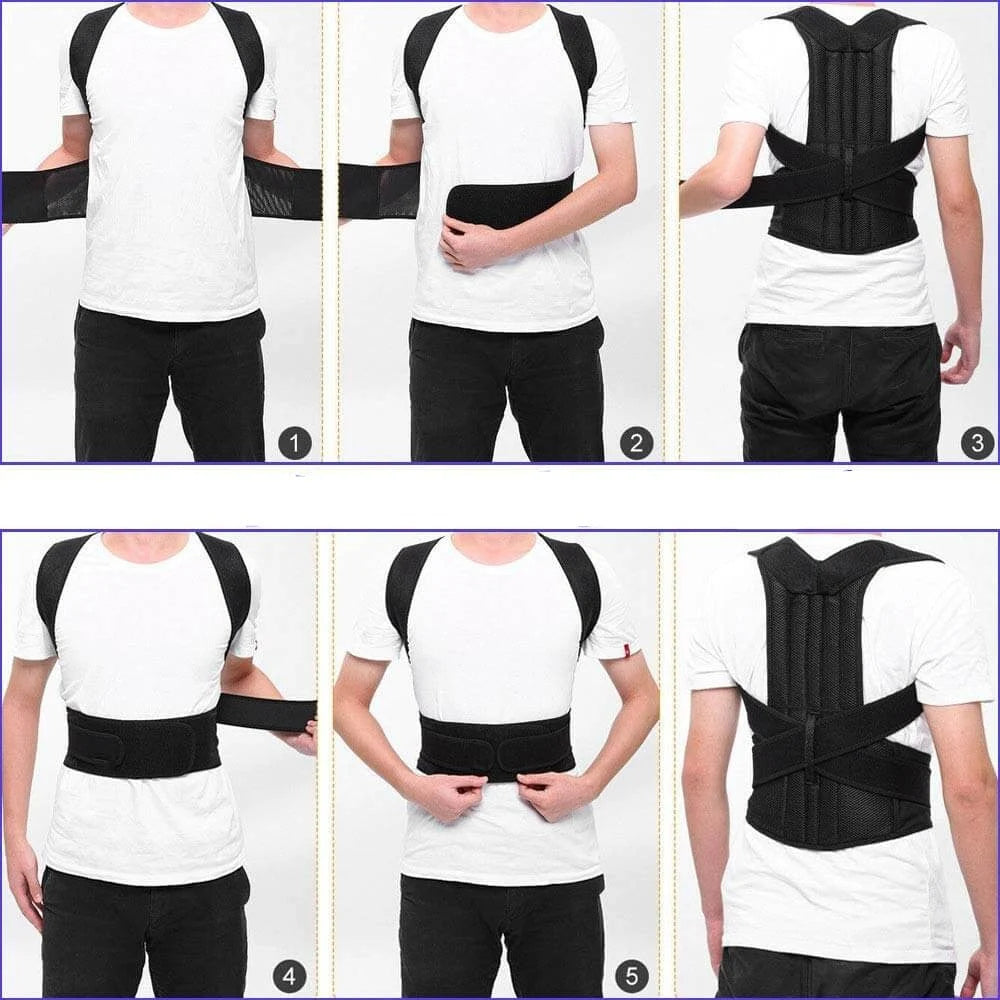 Posture Support Vest Y-Shaped Aluminum Reinforced Breathable Neoprene