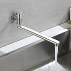 Pot Filler Faucet Wall-Mounted Stainless Steel Swivel Spout