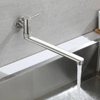 Pot Filler Faucet Wall-Mounted Stainless Steel Swivel Spout