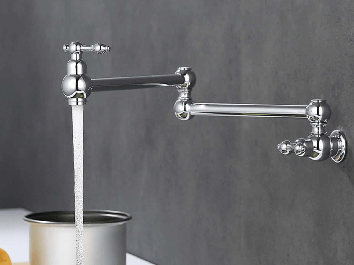 Pot Filler Wall-Mounted Brass Double-Handle