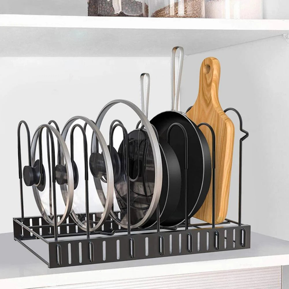 Pot & Pan Organizer 8-Tier Adjustable Rust-Resistant Iron