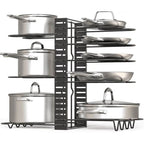 Pot & Pan Organizer 8-Tier Adjustable Rust-Resistant Iron