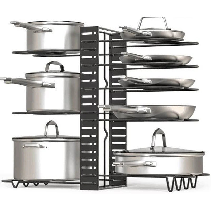 Pot & Pan Organizer 8-Tier Adjustable Rust-Resistant Iron