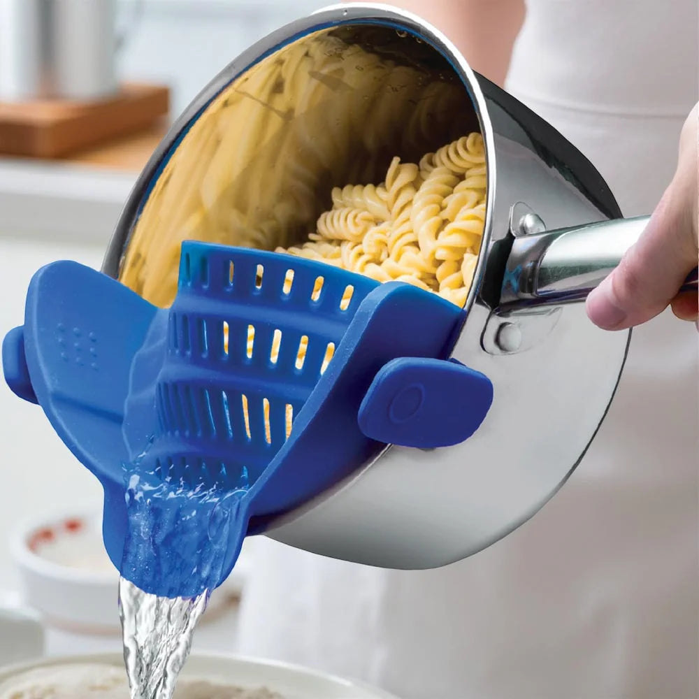 Pot Strainer Clip-On Silicone Rated 440°F Dishwasher Safe