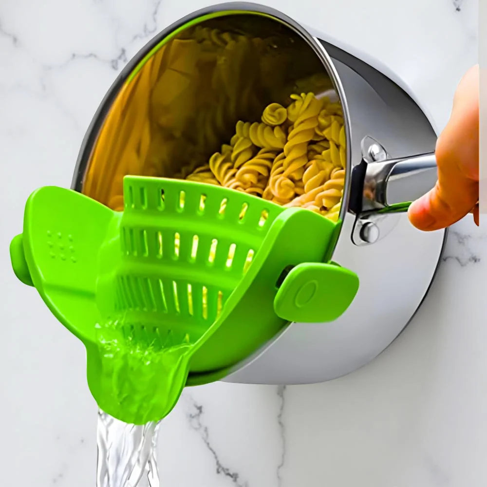 Pot Strainer Clip-On Silicone Rated 440°F Dishwasher Safe
