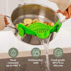 Pot Strainer Clip-On Silicone Rated 440°F Dishwasher Safe