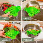 Pot Strainer Clip-On Silicone Rated 440°F Dishwasher Safe