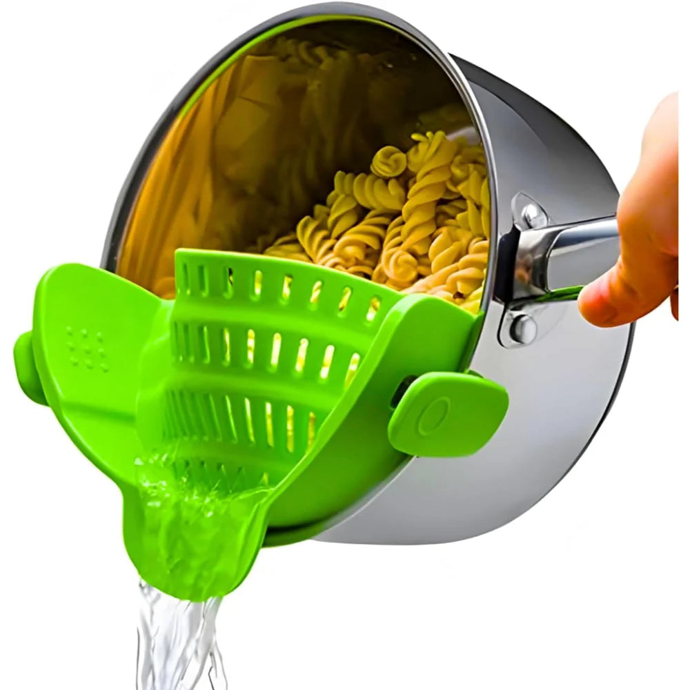 Pot Strainer Clip-On Silicone Rated 440°F Dishwasher Safe