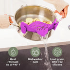 Pot Strainer Clip-On Silicone Rated 440°F Dishwasher Safe