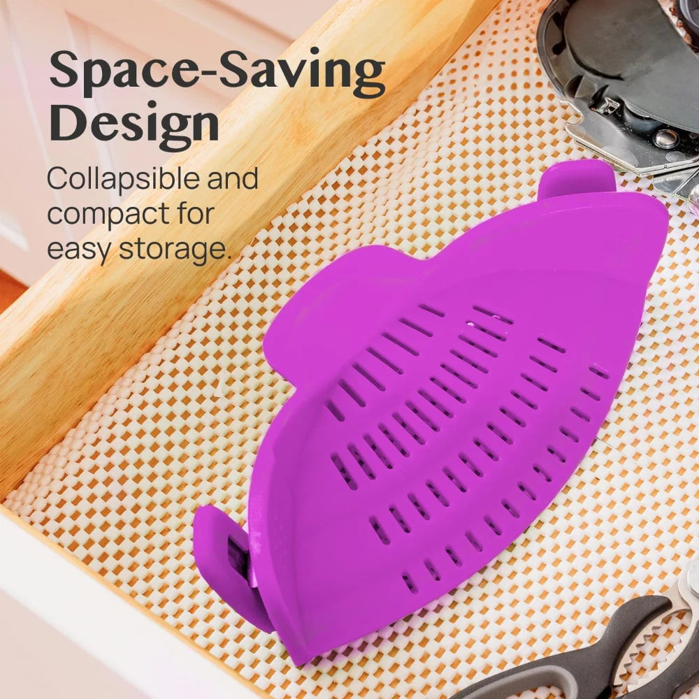 Pot Strainer Clip-On Silicone Rated 440°F Dishwasher Safe