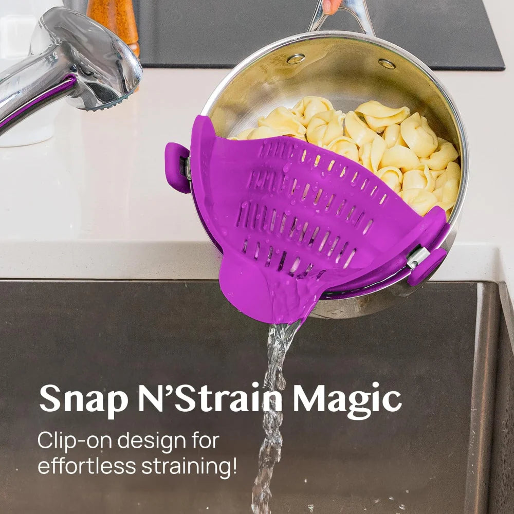 Pot Strainer Clip-On Silicone Rated 440°F Dishwasher Safe