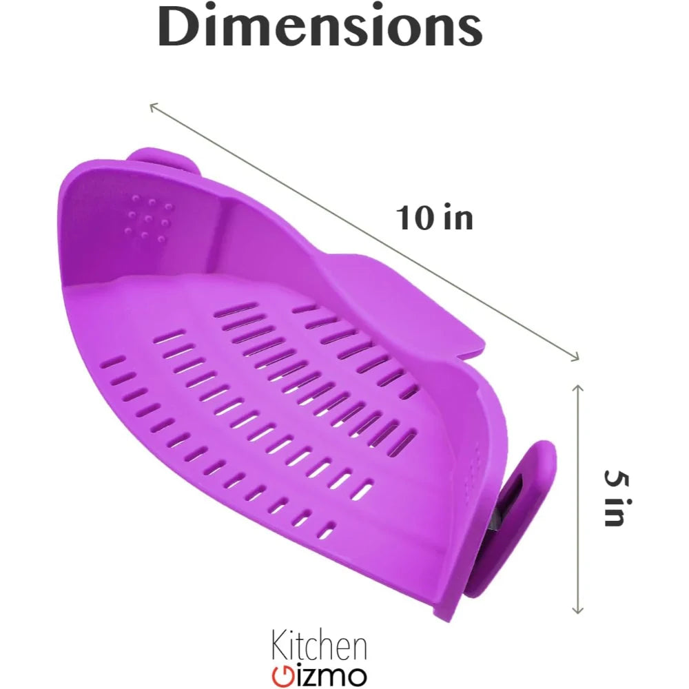 Pot Strainer Clip-On Silicone Rated 440°F Dishwasher Safe