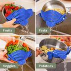 Pot Strainer Clip-On Silicone Rated 440°F Dishwasher Safe