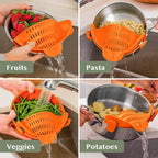 Pot Strainer Clip-On Silicone Rated 440°F Dishwasher Safe