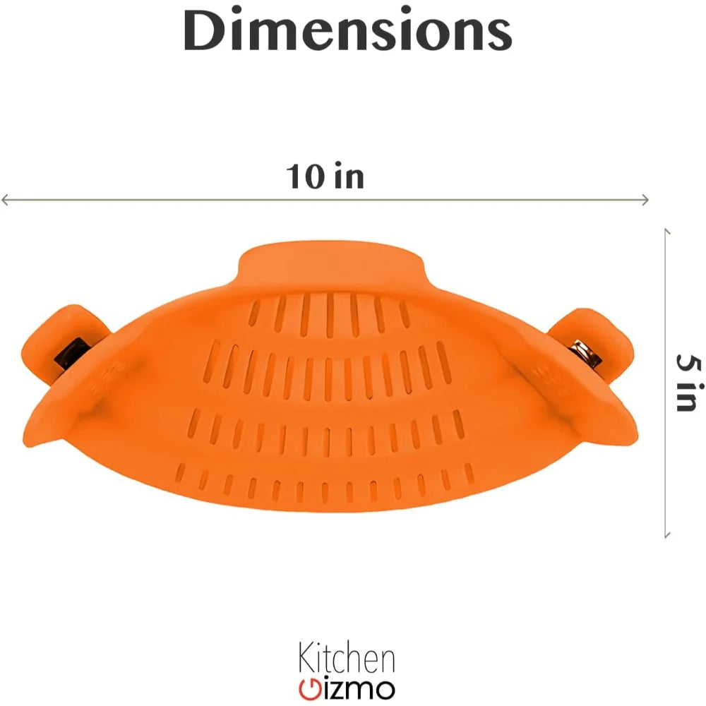 Pot Strainer Clip-On Silicone Rated 440°F Dishwasher Safe