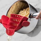 Pot Strainer Clip-On Silicone Rated 440°F Dishwasher Safe