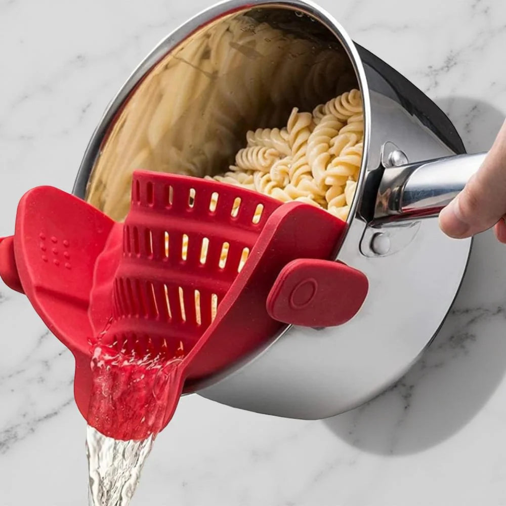 Pot Strainer Clip-On Silicone Rated 440°F Dishwasher Safe