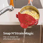 Pot Strainer Clip-On Silicone Rated 440°F Dishwasher Safe