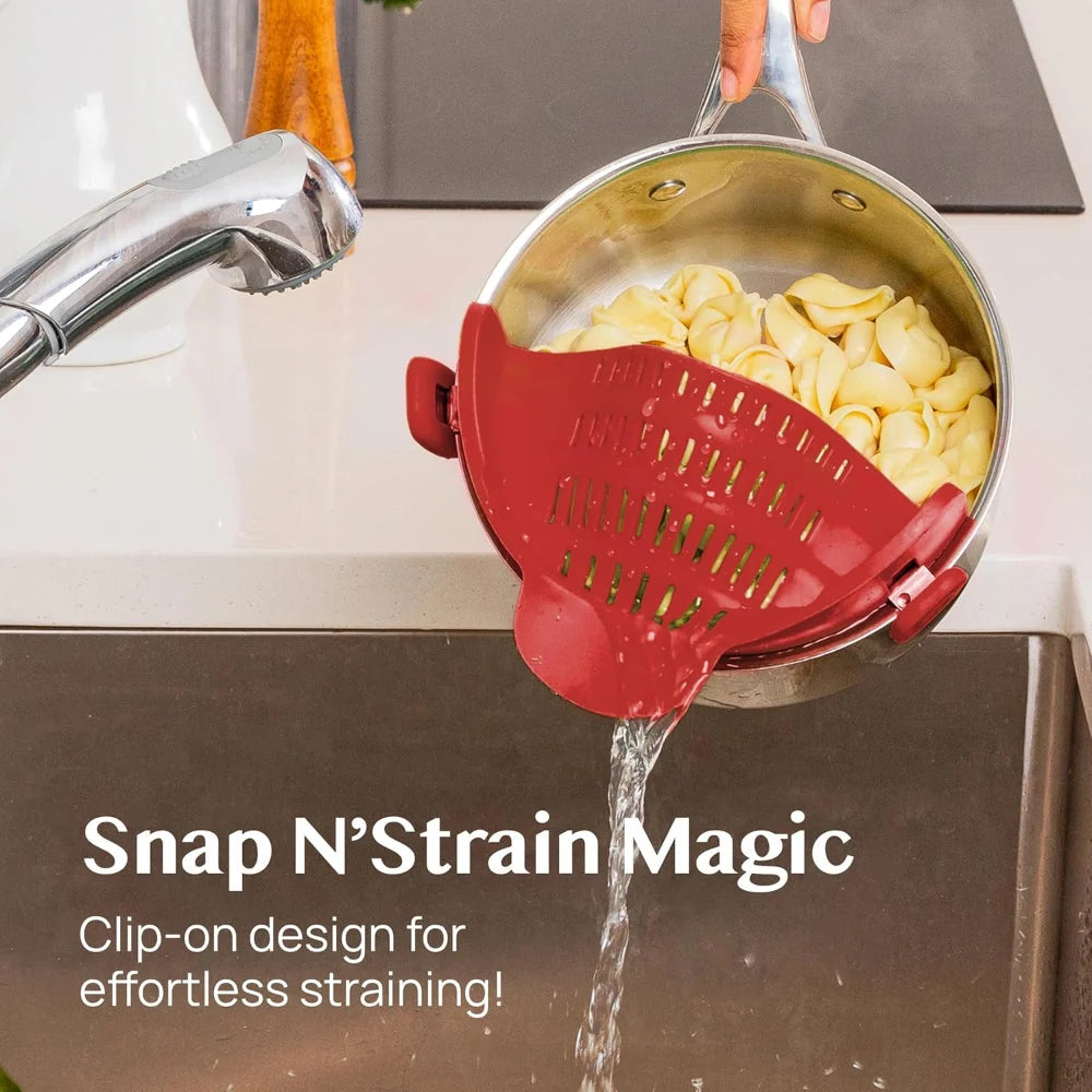 Pot Strainer Clip-On Silicone Rated 440°F Dishwasher Safe