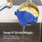 Pot Strainer Clip-On Silicone Rated 440°F Dishwasher Safe