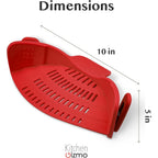 Pot Strainer Clip-On Silicone Rated 440°F Dishwasher Safe