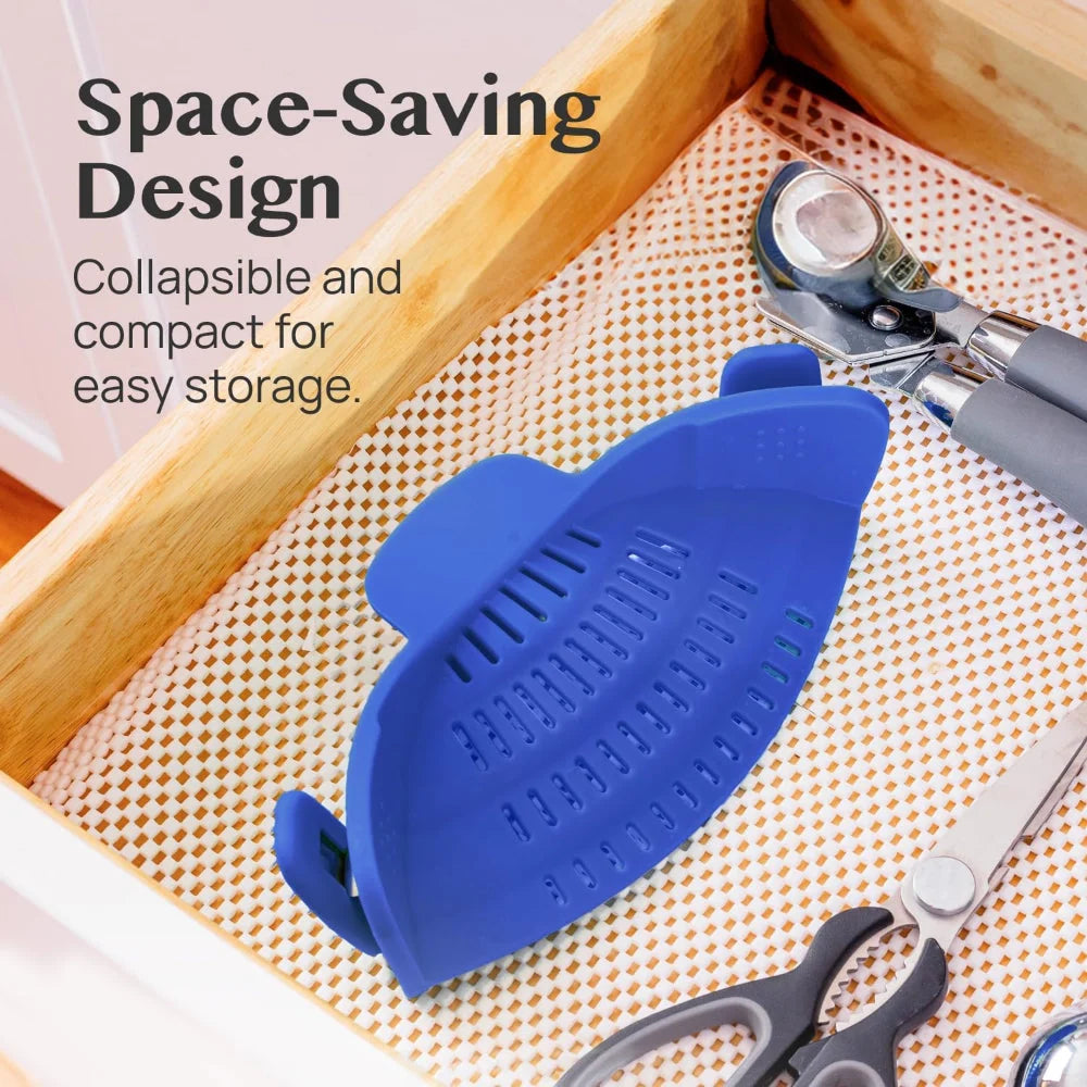 Pot Strainer Clip-On Silicone Rated 440°F Dishwasher Safe
